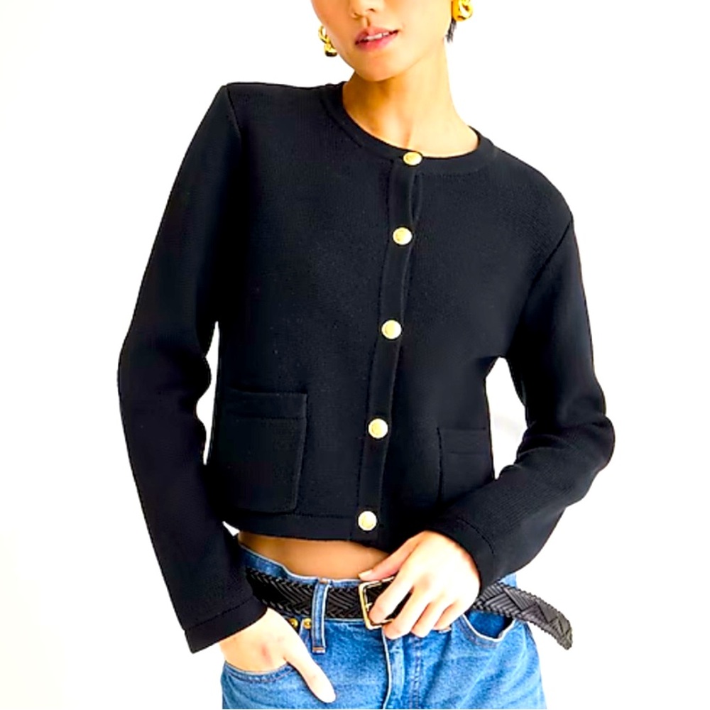 J Crew Emilie Sweater Lady Jacket in Black | XL NWT